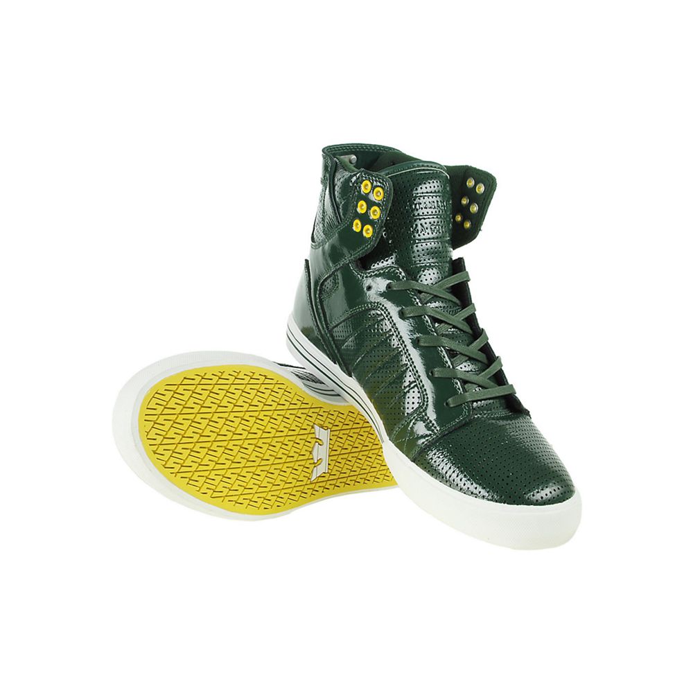 Baskets Montantes Supra SkyTop Vert Dark Green Patent Homme | PGG-29978832